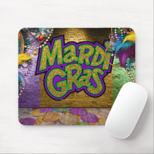 SlipperyJoe's Mardi Gras-themed graphic doubloons Mouse Pad