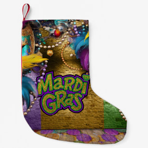 SlipperyJoe's Mardi Gras-themed graphic doubloons  Small Christmas Stocking