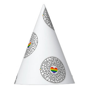 SlipperyJoe's maze encircles rainbow heart arrow m Party Hat