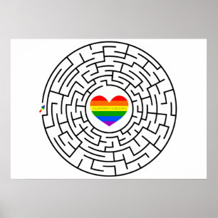 SlipperyJoe's maze encircles rainbow heart arrow m Poster