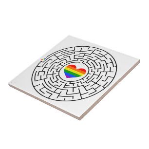 SlipperyJoe's maze encircles rainbow heart arrow m Tile