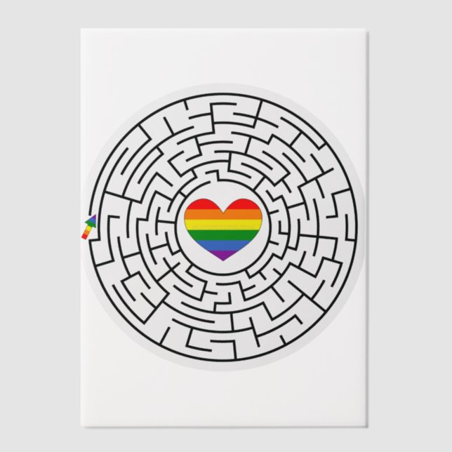 SlipperyJoe's maze encircles rainbow heart arrow m Vellum Invitations (Front)