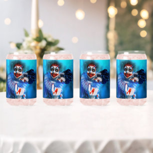 SlipperyJoe's menacing clown Happy Halloween red b Can Glass