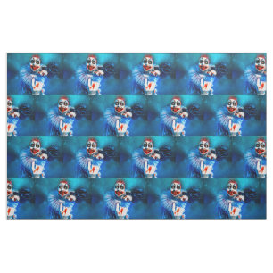 SlipperyJoe's menacing clown Happy Halloween red b Fabric
