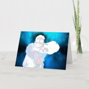 SlipperyJoe's menacing clown Happy Halloween red b Foil Holiday Card