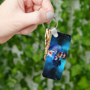 SlipperyJoe's menacing clown Happy Halloween red b Keychain