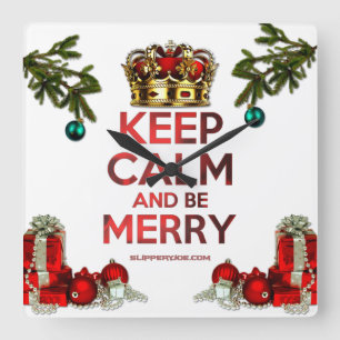SlipperyJoe's Merry Christmas artistic tree orname Square Wall Clock