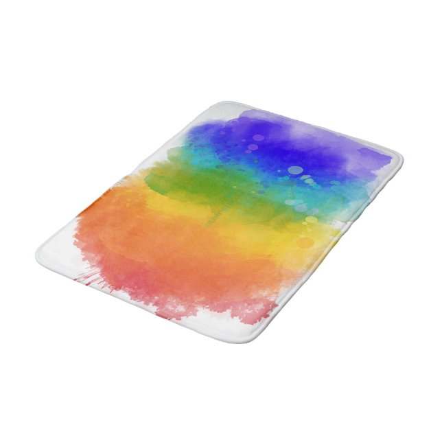 SlipperyJoe's modern pride splatter energy and col Bath Mat (Angled)