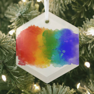 SlipperyJoe's modern pride splatter energy and col Glass Ornament