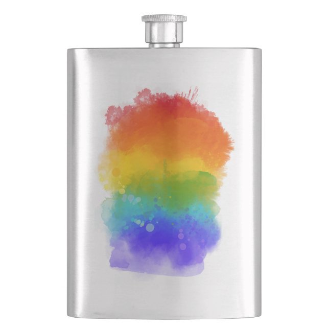SlipperyJoe's modern pride splatter energy and col Hip Flask (Front)
