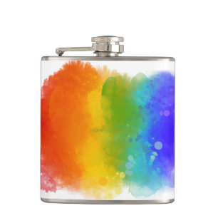 SlipperyJoe's modern pride splatter energy and col Hip Flask
