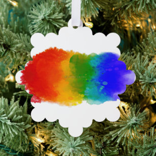 SlipperyJoe's modern pride splatter energy and col Ornament Card