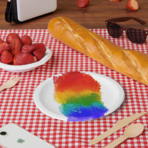 SlipperyJoe's modern pride splatter energy and col Paper Plate