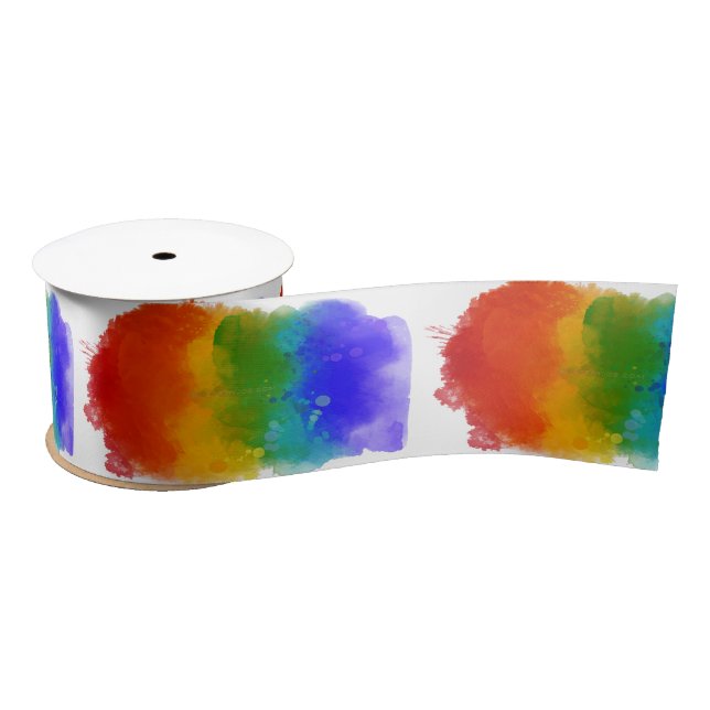 SlipperyJoe's modern pride splatter energy and col Satin Ribbon (Spool)