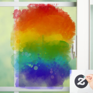 SlipperyJoe's modern pride splatter energy and col Window Cling