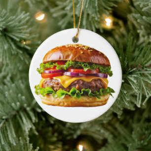 SlipperyJoe's mouthwatering cheeseburger crispy ba Ceramic Ornament