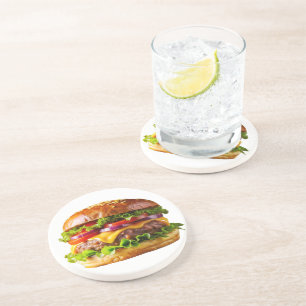 SlipperyJoe's mouthwatering cheeseburger crispy ba Coaster