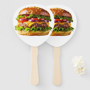 SlipperyJoe's mouthwatering cheeseburger crispy ba Hand Fan
