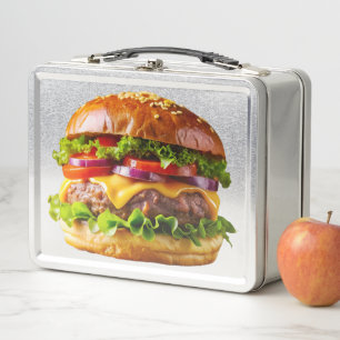 SlipperyJoe's mouthwatering cheeseburger crispy ba Metal Lunch Box