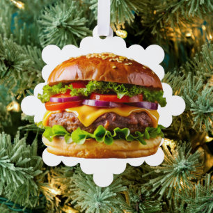 SlipperyJoe's mouthwatering cheeseburger crispy ba Ornament Card