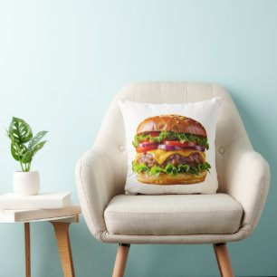 SlipperyJoe's mouthwatering cheeseburger crispy ba Throw Pillow