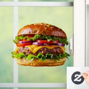 SlipperyJoe's mouthwatering cheeseburger crispy ba Window Cling