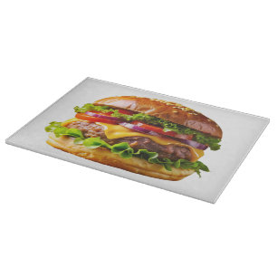 SlipperyJoe's mouthwatering stacked hamburger thic Cutting Board