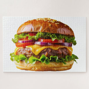 SlipperyJoe's mouthwatering stacked hamburger thic Jigsaw Puzzle