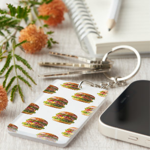 SlipperyJoe's mouthwatering stacked hamburger thic Keychain