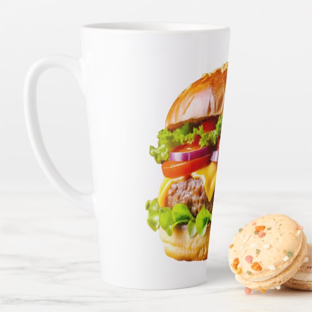 SlipperyJoe's mouthwatering stacked hamburger thic Latte Mug (In Situ)