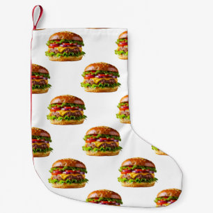 SlipperyJoe's mouthwatering stacked hamburger thic Small Christmas Stocking