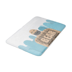 SlipperyJoe's muscular bald bear man stylized cart Bath Mat