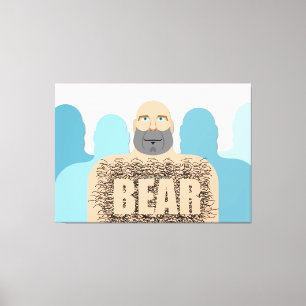 SlipperyJoe's muscular bald bear man stylized cart Canvas Print