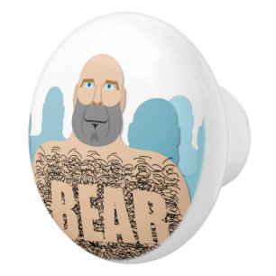 SlipperyJoe's muscular bald bear man stylized cart Ceramic Knob