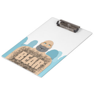 SlipperyJoe's muscular bald bear man stylized cart Clipboard
