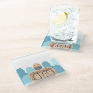 SlipperyJoe's muscular bald bear man stylized cart Glass Coaster
