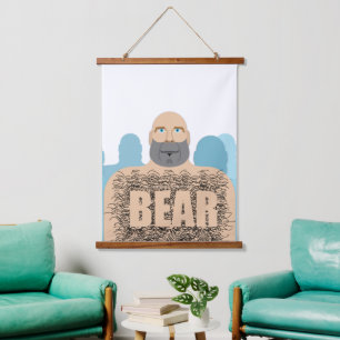 SlipperyJoe's muscular bald bear man stylized cart Hanging Tapestry