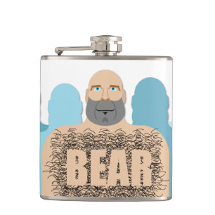 SlipperyJoe's muscular bald bear man stylized cart Hip Flask