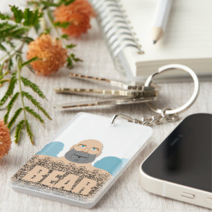 SlipperyJoe's muscular bald bear man stylized cart Keychain