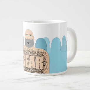 SlipperyJoe's muscular bald bear man stylized cart Large Coffee Mug