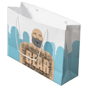 SlipperyJoe's muscular bald bear man stylized cart Large Gift Bag