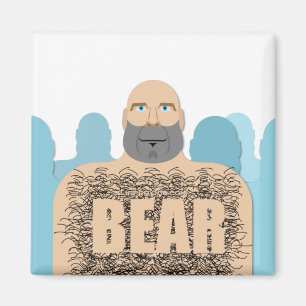 SlipperyJoe's muscular bald bear man stylized cart Magnet