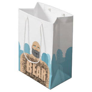 SlipperyJoe's muscular bald bear man stylized cart Medium Gift Bag