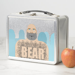 SlipperyJoe's muscular bald bear man stylized cart Metal Lunch Box