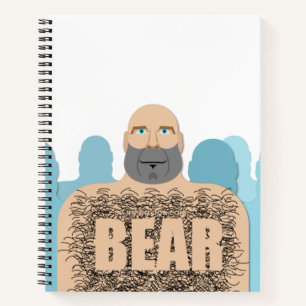 SlipperyJoe's muscular bald bear man stylized cart Notebook