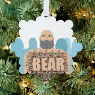 SlipperyJoe's muscular bald bear man stylized cart Ornament Card