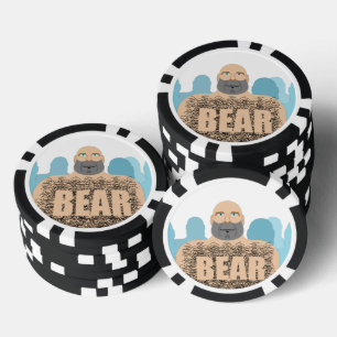 SlipperyJoe's muscular bald bear man stylized cart Poker Chips