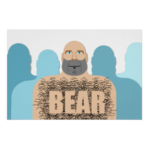 SlipperyJoe's muscular bald bear man stylized cart Poster