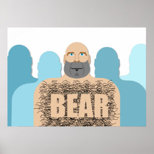 SlipperyJoe's muscular bald bear man stylized cart Poster
