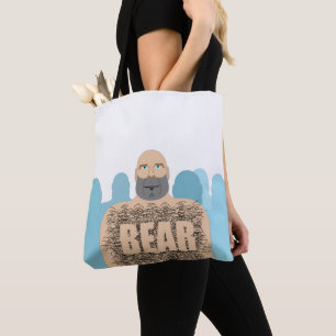 SlipperyJoe's muscular bald bear man stylized cart Tote Bag